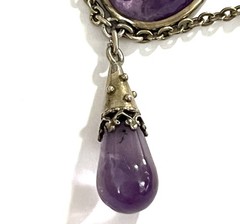 ANTIQUE VICTORIAN STERLING SILVER GILT LARGE AMETHYSTS NECKLACE CHOCKER