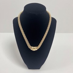 Vintage Gold Tone Mesh Chain Chunky Necklace 18” Magnetic Closure