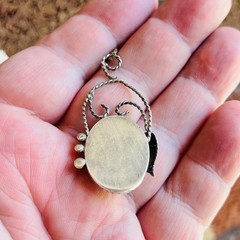 Sterling Silver Old Pawn 925 Necklace Pendant Southwest Moss Agate Oval Leaf 24″