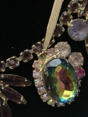 Vtg 1960’s Juliana D & E Watermelon Heliotope Rhinestone Necklace 15″
