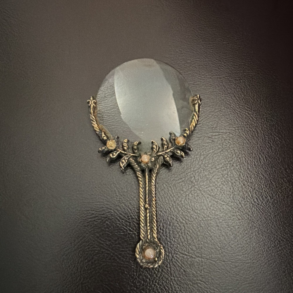 Vintage 19th Century Ornate Rhinestone Gold Tone Loupe Magnifying Glass