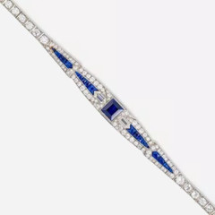 9.8Ct Art Deco Style Lab Created Sapphire Engagement Wedding 925 Silver Bracelet