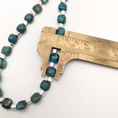 Silver Schark Handmade Sterling Silver & Turquoise Square Necklace 16-20″ #33