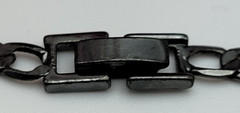 Vintage Gunmetal Tone Curb Chain Necklace 20″ Fold Over Clasp Unisex Retro Style