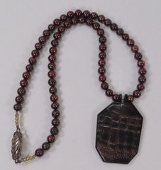 Vintage Brown Faux Pearl Pendant Necklace 23″