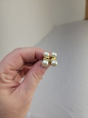 Lovely Carol Lee and Unbranded Gold and Silver Tone Faux Pearl Pierced Earrings