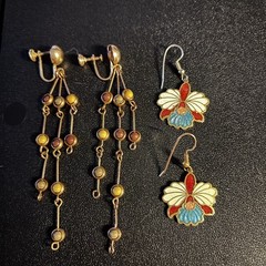 Hand made from vintage parts vintage dangling balls screw earrings 3 3/4″ long