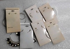 6 Pairs NEW VINTAGE DANGLE HOOPS EARRINGS PIERCED DROP BIG CLASSIC • OLD STOCK