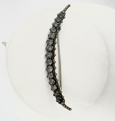 Antique Victorian Brooch Pin Crescent Moon Love Luck Paste Stones C Clasp Read