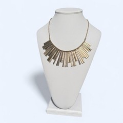 Vintage Liz Claiborne Gold Tone Fringe Collar Statement Necklace