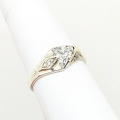 Vintage Elegant RING Silver 925 with Bright Stone -size: 10.5US (20mm) Ukrain#38
