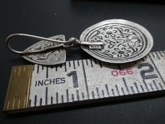Vintage Sterling 925 India Floral Embossed Traditional Drop Dangle Earrings