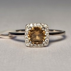 NIB Semi VTG 1cts Golden Champagne Topaz 925 Ring Sz 9/10