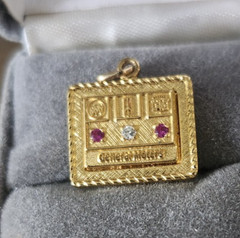 Vintage General Motors GM Service Pendant 1/20 12K GF Diamond Ruby Chips 3/4″ x