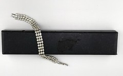 VINTAGE ROYALE GEMS MAN-MADE DIAMOND 3-ROW BRACELET – 6.75″ WITH BOX SPARKLY!