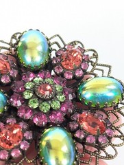 Liz Palacios Pink And Green Watermelon Rhinestone Brooch Pin Vintage
