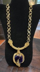 5 Handmade Egyptian Wire Wrapped Brass Gemstone Necklaces – $750+ Retail