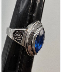 Vintage UAW Ring Sterling Silver Blue Stone 659 UAW General Motors 25 yr