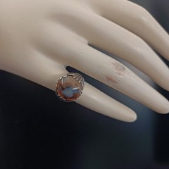 Sterling Silver Ring Men’s Vintage Natural Brown Stone Signet Pinky Retro Bold
