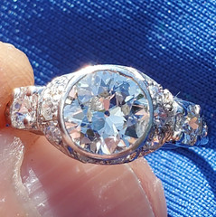 Original EARTH MINED DIAMOND Deco Engagement RING Vintage PLATINUM Solitaire S 5