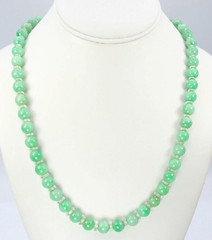 Antique Art Deco Gold Sapphire Green Jadeite Jade Rock Crystal Bead Necklace GIA