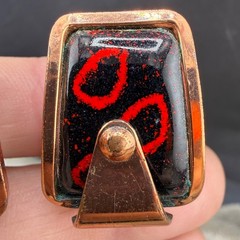 Vintage Matisse Renoir Clip On Earrings Red Copper Enamel