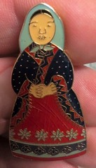 Vintage Russian Brooch Colorful Enamel On Gold Colored Metal Lapel Pin