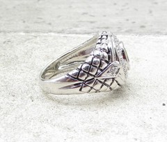 925 Sterling Silver Peridot & Cubic Zirconia Cocktail Ring Sz 6.5 RG1651