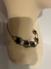 Victorian Silver Filigree Opercullum/Shiva Shell 15 3/4″ Choker Necklace #9107