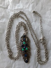 Vintage Silver Feather Pendant Necklace