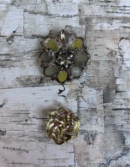 Vintage Brooch Lot of 10 – 1970s–1990s Enamel, Glass, Pearl & Marcasite Pins