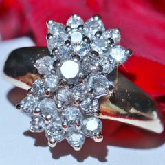 14k yellow gold ring 1.00ct natural diamond cocktail sz 5 vintage handmade 4gr