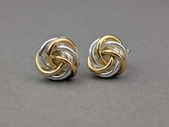 Vintage Napier Mixed Metal Earrings Clips Twist Knot Two Tone Gold Silver Signed