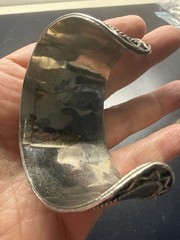 Vintage Indian Bohemian Cuff Bracelet with Natural Gemstones. Silver Tone