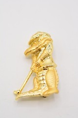 Danecraft Vintage Alligator Pin Brooch Brushed Gold Golfing Crocodile NOS BinA11