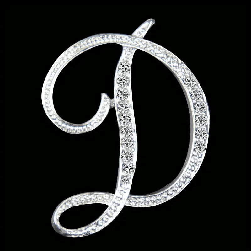English Letter D Alloy Brooch Inlaid Rhinestone Female Temperament Brooch Trendy