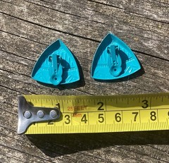 Vintage 80s/90s Clip-On Earrings Southwest Aztec Teal Triangle New Wave Metal