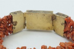ANTIQUE ENGLISH EARLY VICTORIAN 18K GOLD CORAL BANGLE / BRACELET c1840