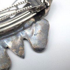 Vintage Sterling Silver Moth Large Hair Clip With Abalone Shell Inlay