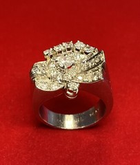 1970s Fine Platinum Over 1.5CT in Diamonds Retro Ring Size 6