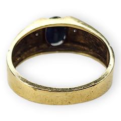 14KT Yellow Gold Vintage Sapphire Diamond Ring Size 9.75