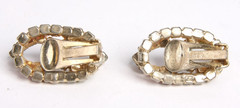 Vintage Multicolor Rhinestone Climber Clip On Earrings & Choker Necklace Set