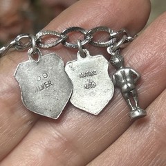 57. Vintage Silver 950 925 800 Mix 13 Dangle Charm Bracelet 7″, 22.8g