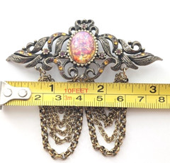 VTG Hobe Jewelry Faux Opal Rhinestone Gold Tone Tassel Brooch – Missing Stones