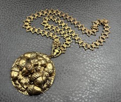 Vintage Victorian Revival Huge Acorn Pendant Necklace Book Chain 18” Unique!