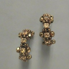 Vintage 18″ Necklace & Pierced Earrings Jewelry Set Brown Glass Beads Retro