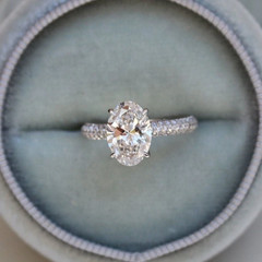 3.00Ct Oval Cut Moissanite Solitaire Assents Wedding 14K White Gold Finish Ring