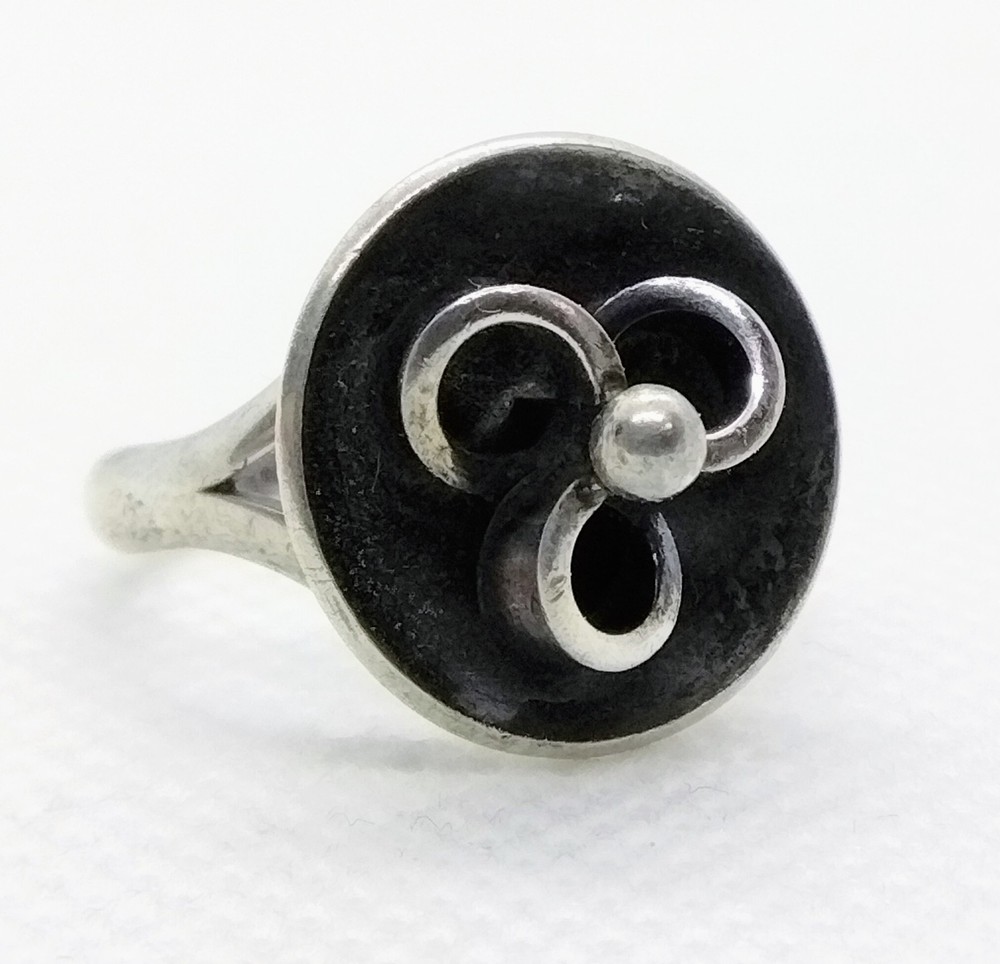 Vintage Denmark N E From Sterling Silver 3D Twist Modernist Ring Size 6