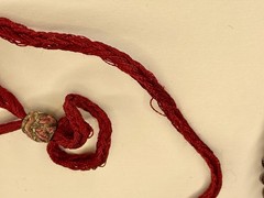 Vintage Indian Hand Woven Garnet Bead Rope Necklace Adjustable Length Knot 38gr