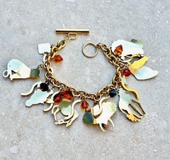LUNCH AT THE RITZ Signed Safari Animals Charm Bracelet Enamel Rhinestones
